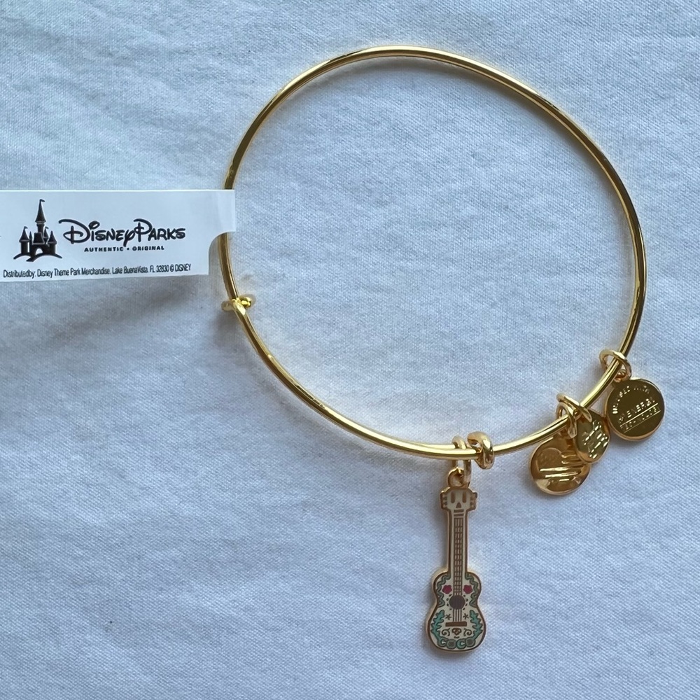NWT Disney Pixar Alex and Ani Gold Coco Guitar Charm Bangle Bracelet